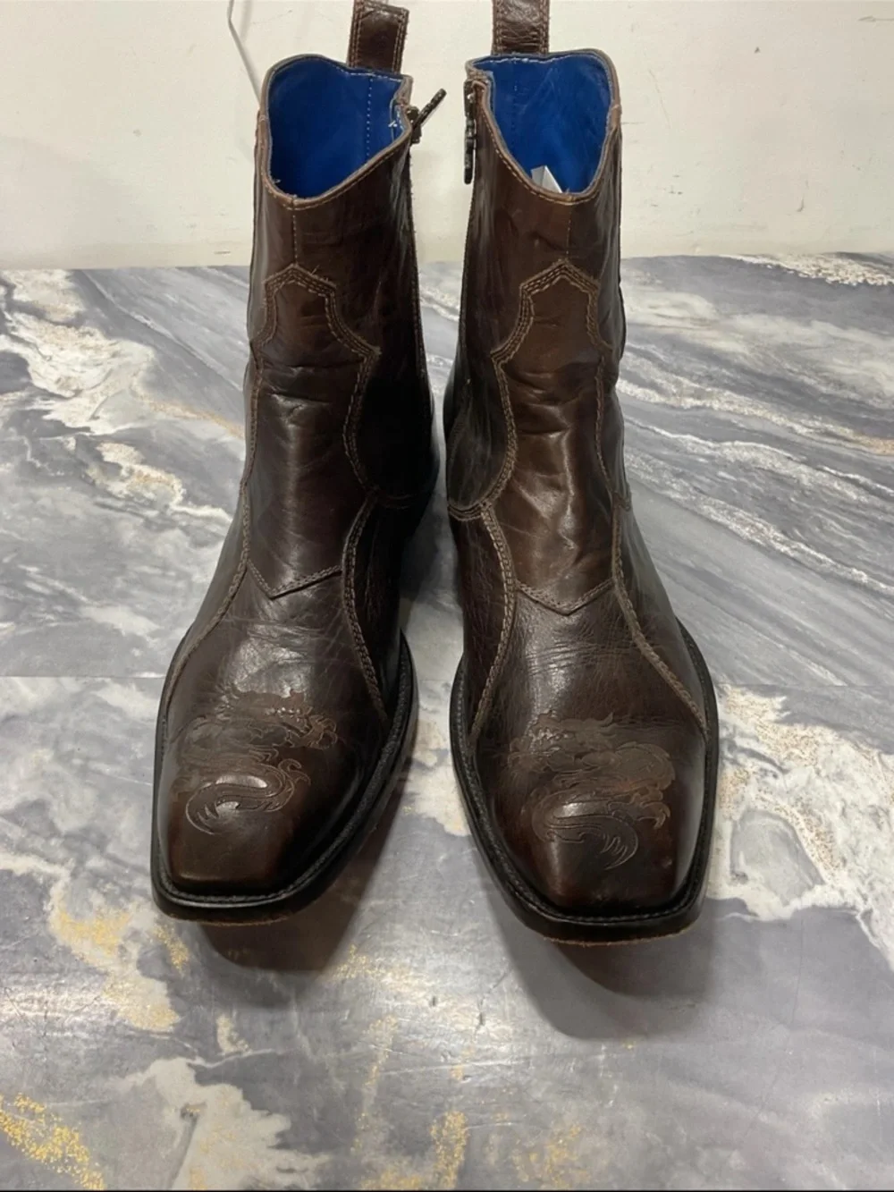 Mark Nason Zipper Leather Dragon Boots Made in Italy size 11 - Picture 11 of 13
